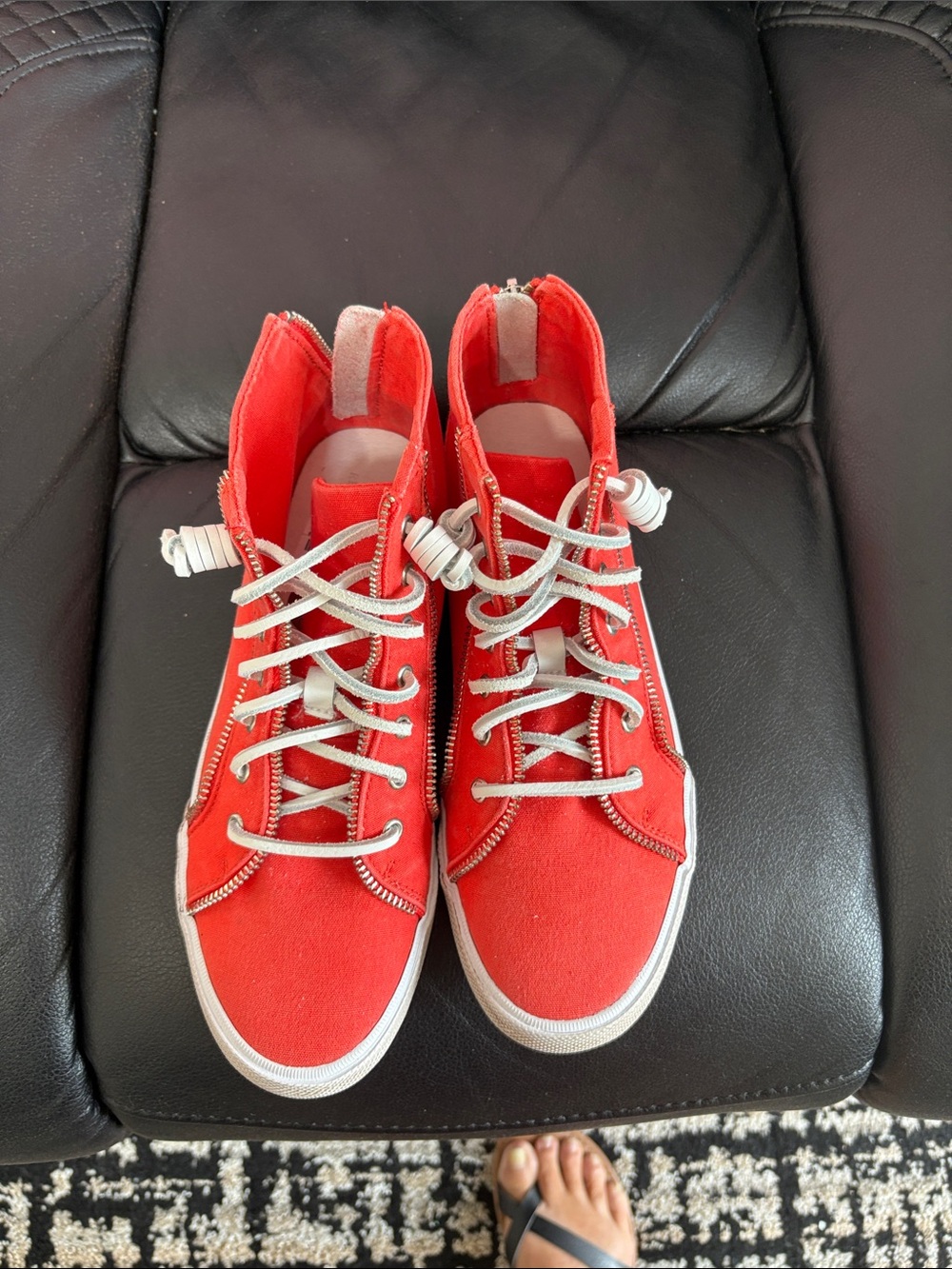 Sperry orange  Canvas High-Top Sneakers with White Zipper Pulls